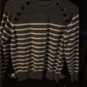 SHEIN Gray and White Striped Sweater